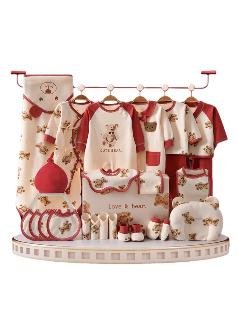 MIXDE 26 high-end gift baskets for newborns | Newborn clothing gift basket set | Red Teddy all season baby set - Image 1